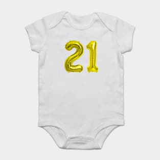 Yellow Gold 21st Birthday Metallic Helium Balloons Numbers Baby Bodysuit